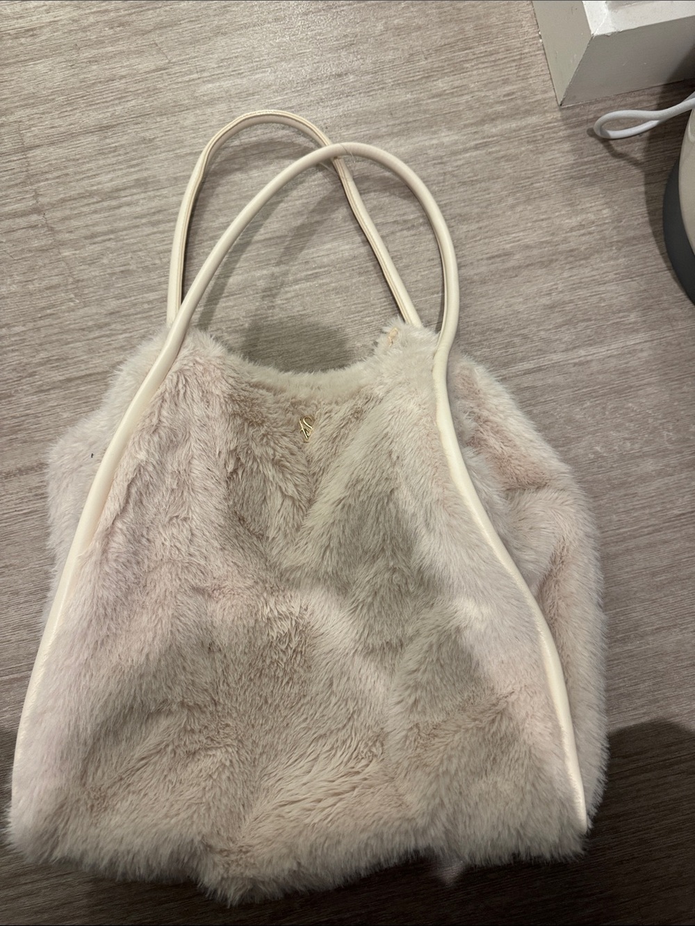 Soft Faux Fur Tote Bag in Light Beige VICTORIA SECRET